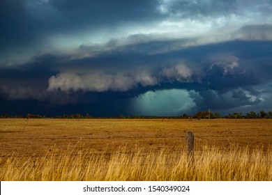 A Severe Thunderstorm Drifts Threatens An Australian Farm. 