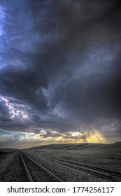 Severe Weather With Train Tracks In The Photo