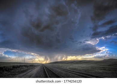 Severe Weather With Train Tracks In The Photo