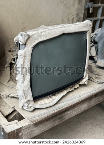 Severly melted remains of a television set after the  2010 eruption of Merapi volcano in Yogyakarta, Indonesia.