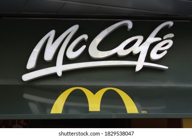 Sevilla, Spain - October, 7, 2020: McDonalds McCafé 