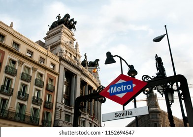 Sevilla Station Metro Sign - Madrid - Spain