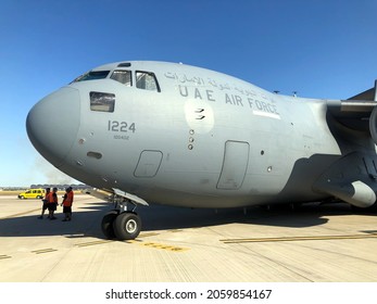 Seville Airport, Spain; August 31 Of 2021: 1224 United Arab Emirates Air Force Boeing C-17A Globemaster III