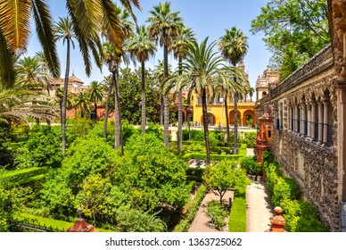 Seville Alcazar Gardens In Andalusia, Spain
