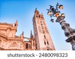 Seville Cathedral and Giralda Tower at Sunrise, Seville, Spain 