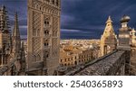 Seville Panoramic Cityview from Seville Cathedral, Sevilla, Andalucía, Spain, Europe