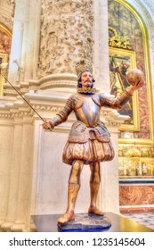 SEVILLE - SPAIN / 04.06.2017: Statue Of King Ferdinand III Of Castile In The Seville Cathedral, Spain