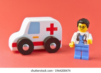 Seville, Spain.  April 28, 2021: Mini figures lego Doctor