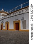 Seville, Spain - January 1, 2023: Plaza de Toros, Bullring Real Maestranza (18th century) - is the largest and most important arena for bullfighting in Spain. 