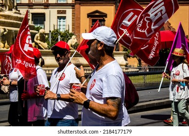 Seville Spain June 25, 2022 Employees And Domestic Staff Working In Personal Assistance Taking Part In A Demonstration In The City Center Of Seville During The Coronavirus Outbreak Hitting Spain