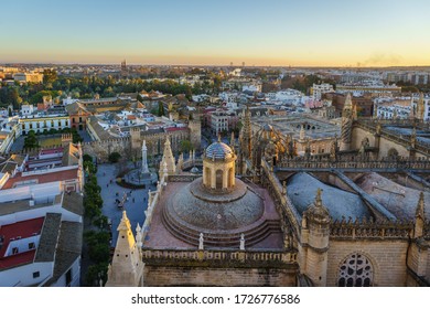 SEVILLE,SPAIN-JANUARY,12,2020:aerial view from the Giralda to the north