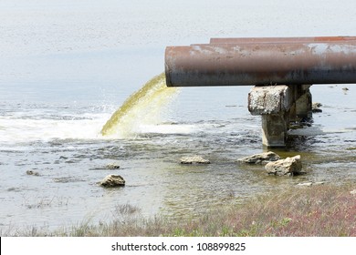 sewage from the sewer pollutes a lake