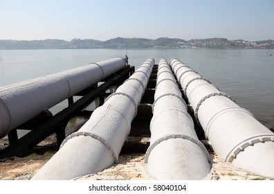 Sewage System Over The River Water