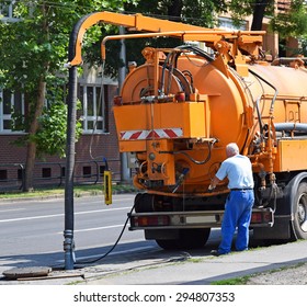 Sewage Truck On The Street