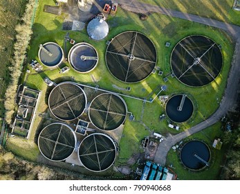 Sewage Wastewater Treatment Plant Aerial View