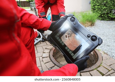 Sewer inspection with camera, close up