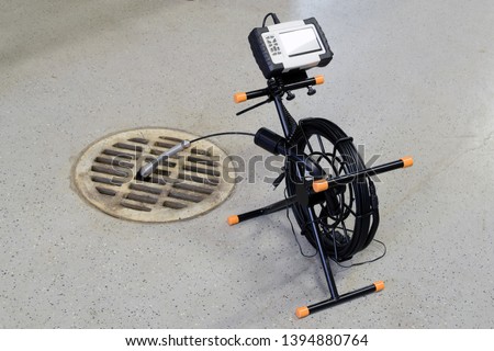 Sewer inspection camera. Horizontal image with copy space.