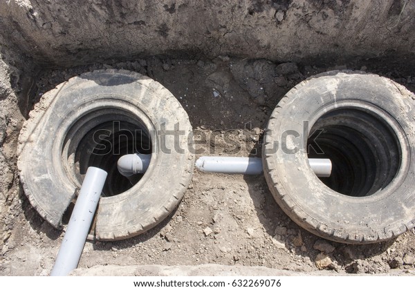 Sewerage system. Drain
pit from car tires.