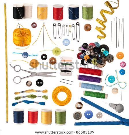Sewing accessories isolated on white