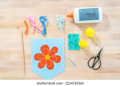 Sewing Craft Kit For Kids On The Table.