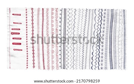 sewing machine stitch patterns cutout on white background