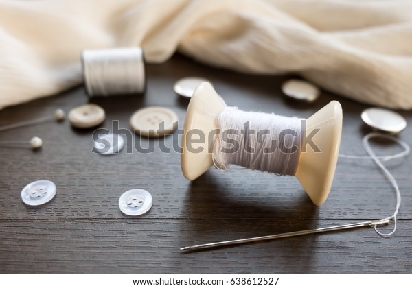 buttons and sewing supplies