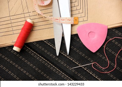 Sewing Tools Fashion Design Background.