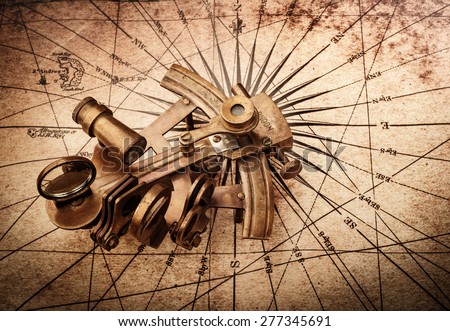 Sextant on an old map