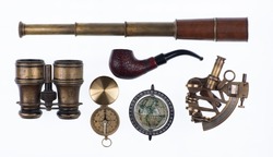 Sextant, Spyglass And Sea Accessories