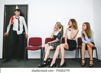 Sexual Coercion At Work Awkward Moment Concept. Harassment Of Boss. Office Lifestyle.