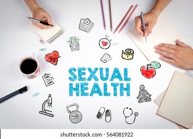 Sexual Health Concept. Healty Lifestyle Background. The Meeting At The White Office Table