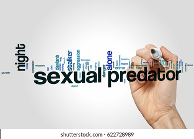 Sexual Predator Word Cloud On Grey Background