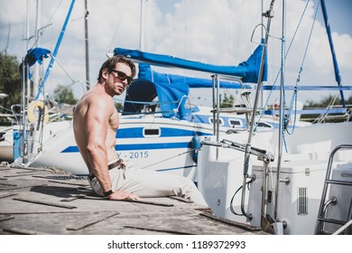 Sexy Bearded Man Standing On Yacht Stock Photo 1189372993 | Shutterstock