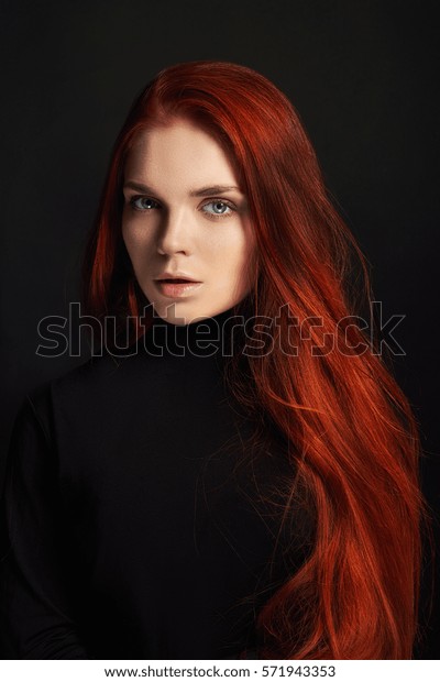 Sexy Beautiful Redhead Girl Long Hair Stock Photo Edit Now 571943353