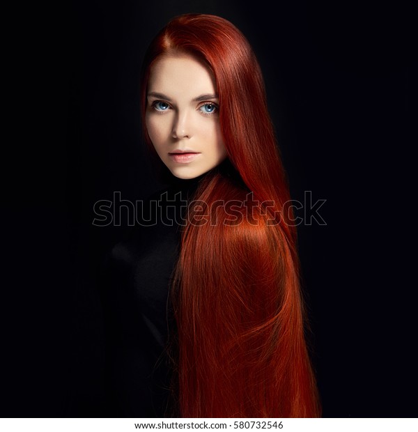 Sexy Beautiful Redhead Girl Long Hair Stock Photo Edit Now 580732546