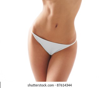 Sexy belly over white background