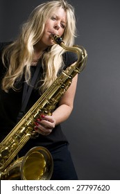 Pretty Woman Her Saxophone Stock Photo (Edit Now) 38229487