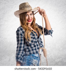 Sexy Blonde Woman Cowgirl On Textured Stock Photo 543291610 | Shutterstock