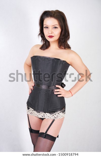 Sexy Brunette Garter Belt Stockings Corset Stock Photo Edit Now