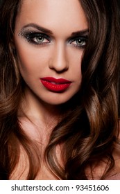 Sexy Brunette Woman Chubby Lips Foto Stock Shutterstock