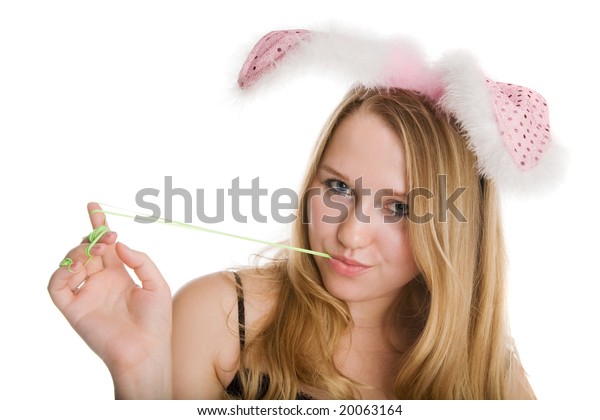 Sexy Bunny Girl Pulling Her Bubblegum库存照片20063164 Shutterstock 2035