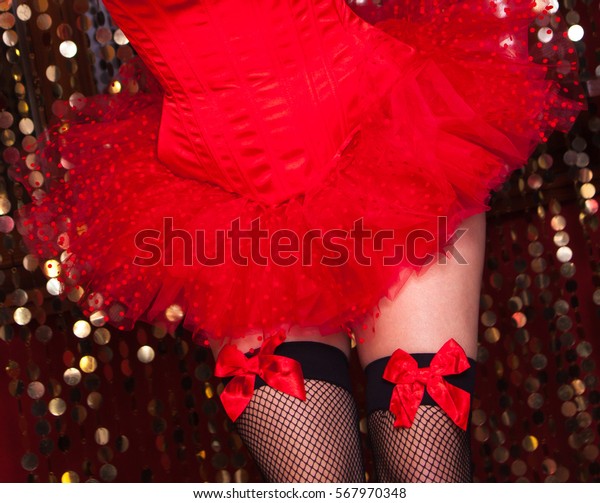 Sexy Burlesque Dancer Red Corset Legs Stock Photo Shutterstock