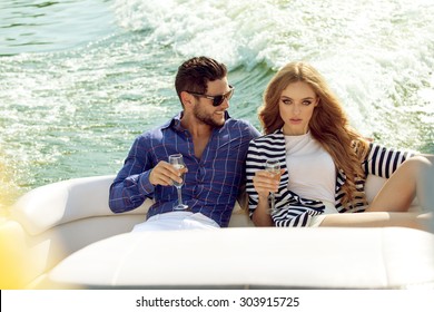 Sexy Couple On The Luxury Boat