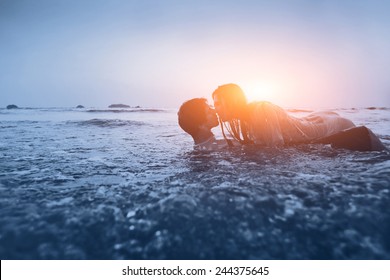 sexy couple in the water