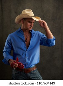 Erotic cowboy pose
