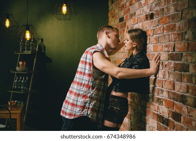 Sexy Dressed Woman Picking Up Guy In The Bar