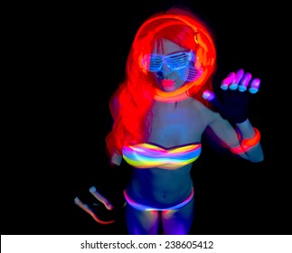 Sexy Female Disco Dancer Poses Uv Stock Photo Shutterstock