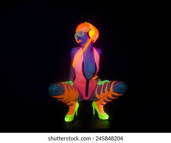 Sexy Female Disco Dancer Poses Uv Stock Photo Shutterstock