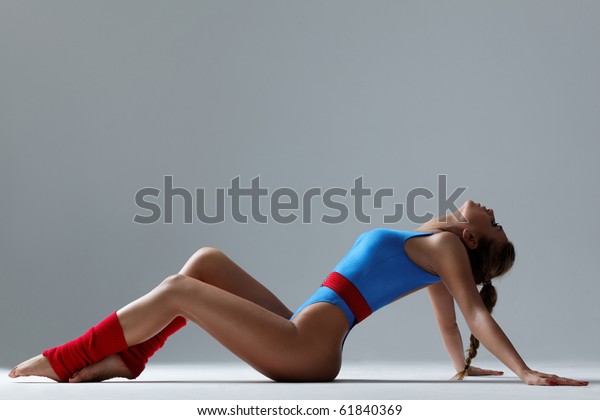Sexy Female Doing Aerobic Exercises Sports Stock Photo Edit Now 61840369