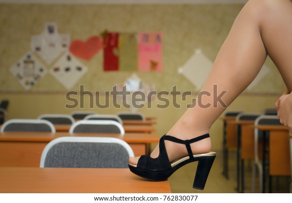 Sexy Female Feet High Heels Shoes Stock 